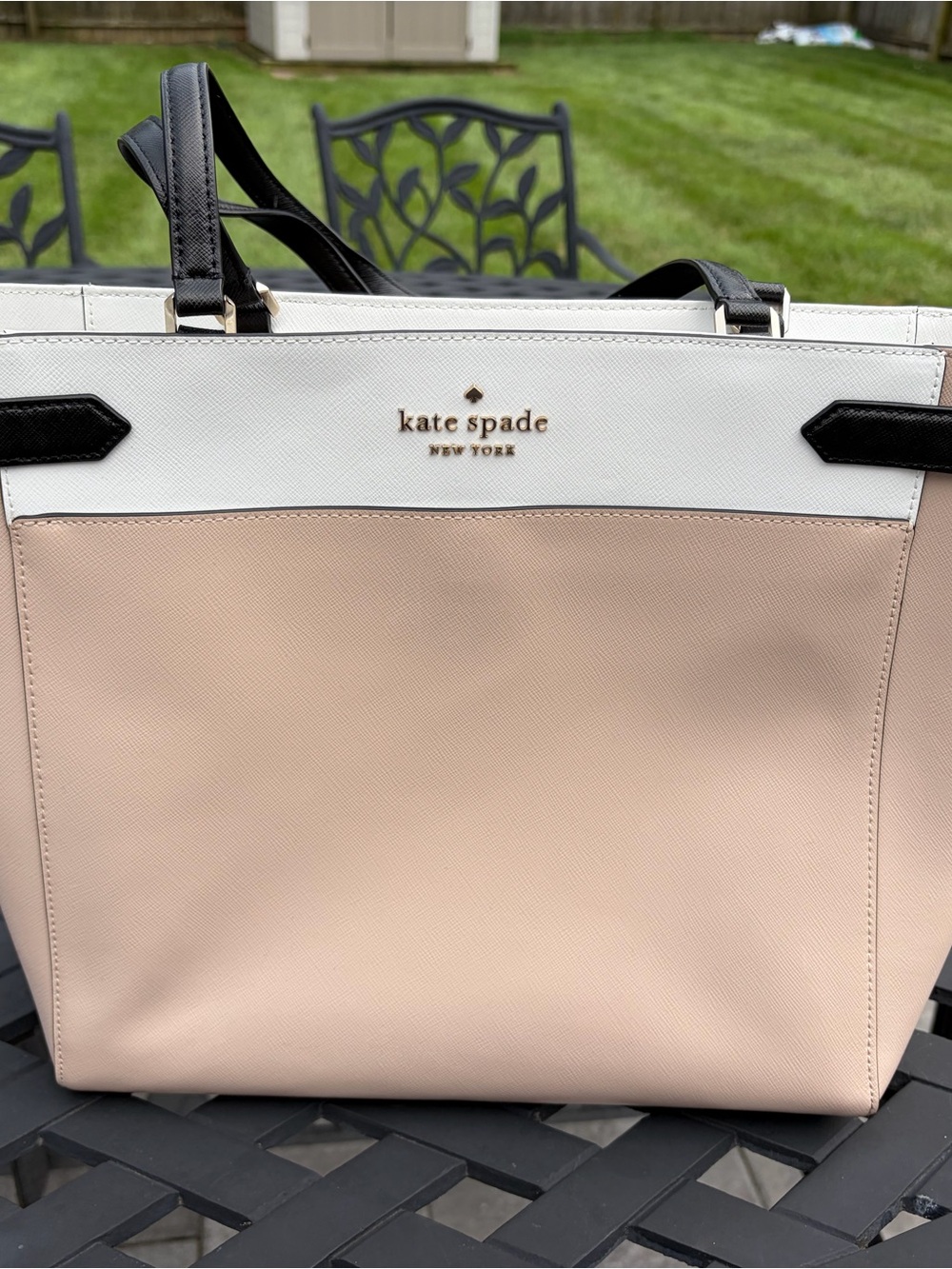 Kate Spade New York Staci Colorblock Laptop Tote - Warm Beige Multi